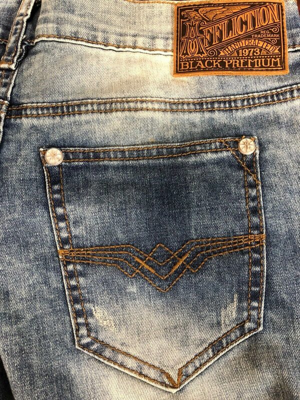 AFFLICTION Women's Denim Jeans JADE RISING EUGENE Embroidered Buckle B30