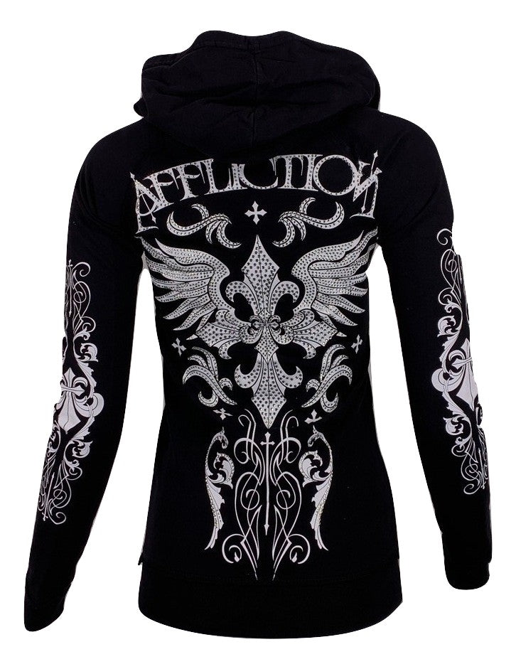 Affliction Women s Hoodie Sweat Shirt MARIA CROSS Biker fashion brand sale