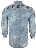 AFFLICTION Men's Long Sleeve FORT STORY Button Down Denim Shirt