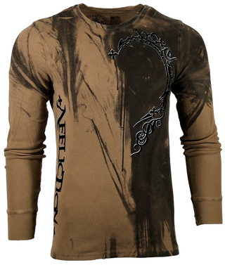 AFFLICTION Men's Long Sleeve Thermal Shirt DARK NIGHT
