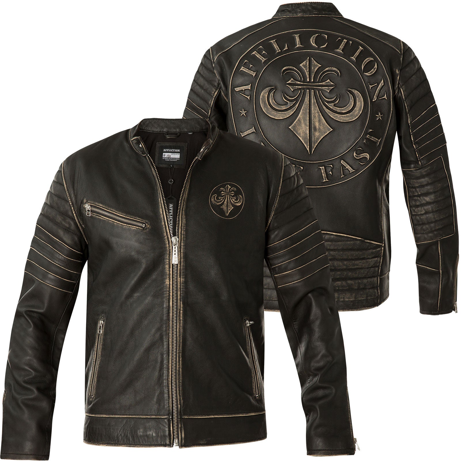 Affliction mens cheap leather jacket