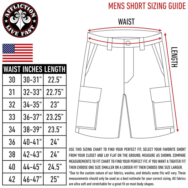Affliction Men's Cargo shorts Summer Biker MMA Brunt Red