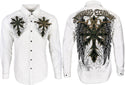 Xtreme Couture by Affliction Men's Button Down Shirt SPARTAN White Biker