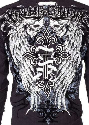 Xtreme Couture Affliction Men's Button down Shirt Kings Fall (Black)