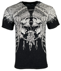 Affliction Men's T-shirt TRIBAL SCREAM Skull Wings Black