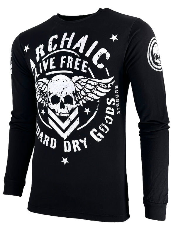 Archaic By Affliction Men's Long Sleeve T-shirt Strong Crest