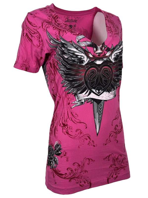 Archaic By Affliction Women's T-shirt Torn Heart **
