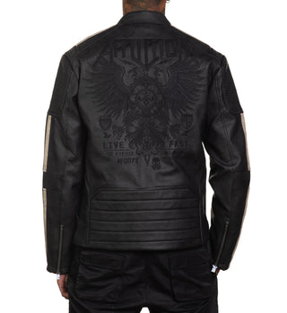 Affliction Men's Faux Leather Jacket Silver Chief