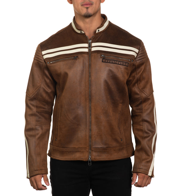 Affliction Men's Faux Leather Jacket Trident