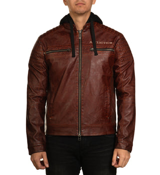 Affliction Men's Faux Leather Jacket Code Of Honor