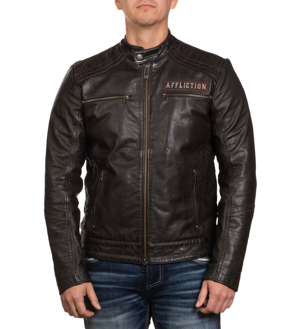 Affliction Men's Leather Jacket Renegade Riders