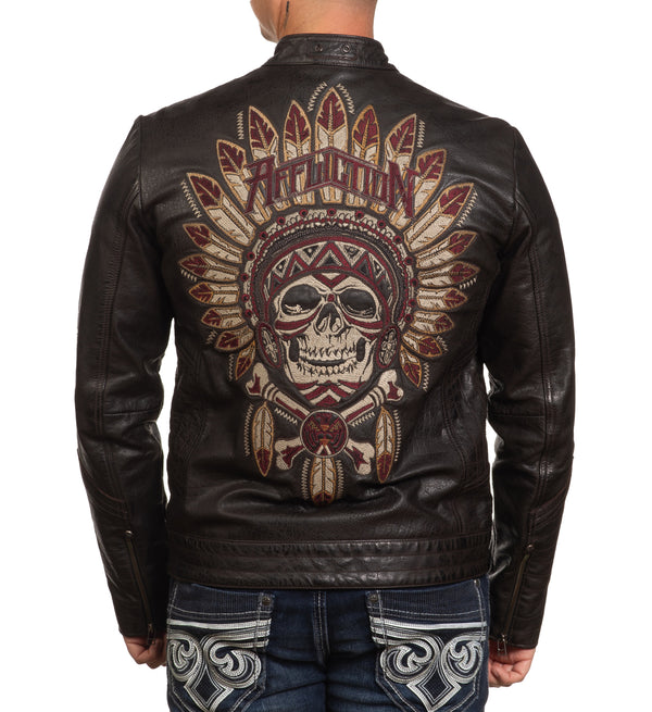 Affliction Men's Leather Jacket Renegade Riders