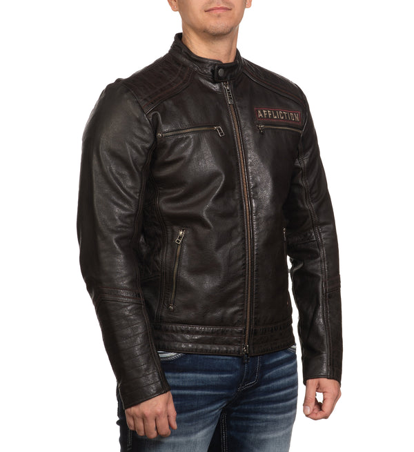 Affliction Men's Leather Jacket Renegade Riders