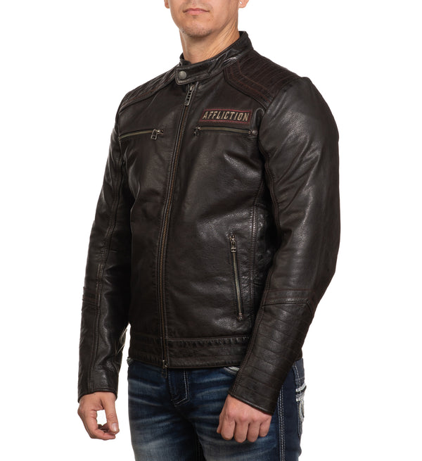 Affliction Men's Leather Jacket Renegade Riders