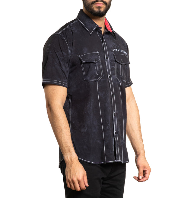 Affliction Men's Button down Woven Shirt Ancient Roots