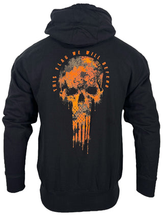 Howitzer Style Men's Hooded Sweatshirt Flag Skull Military Grunt MFG