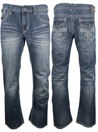 Xtreme Couture Men's Denim Jean Relaxed Fit Geo Flap Straight
