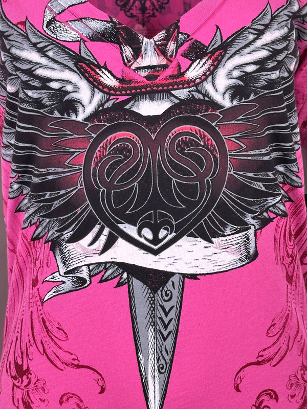 Archaic By Affliction Women's T-shirt Torn Heart **