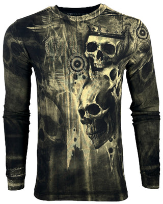 Xtreme Couture By Affliction Men's Long Sleeve T-shirt Death's Grin *+