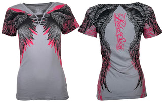 Rebel Saint By Affliction Women's T-shirt Soaring Angel  **