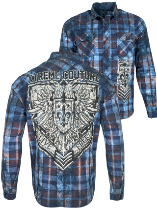 Xtreme Couture by Affliction Men's Button Down Shirt Stone Eagle