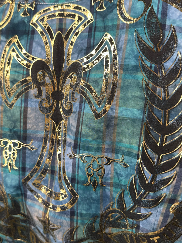 Xtreme Couture by Affliction Men's Button Down Shirt Gilded Cross