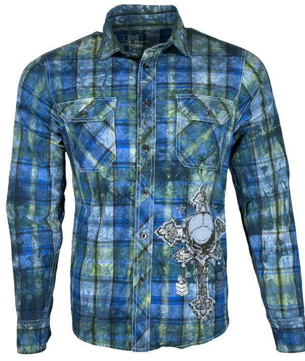 Xtreme Couture by Affliction Men's Button Down Shirt Iron Cadence