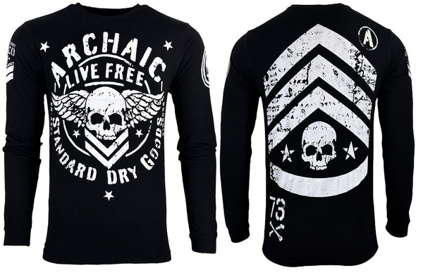 Archaic By Affliction Men's Long Sleeve T-shirt Strong Crest