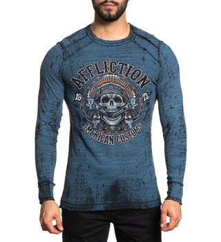 Affliction Men's Reversible Thermal Shirt AC Outlaw Steel