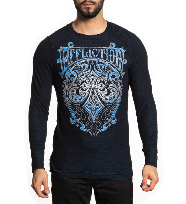 Affliction Men's Reversible Thermal Shirt AC Outlaw Steel