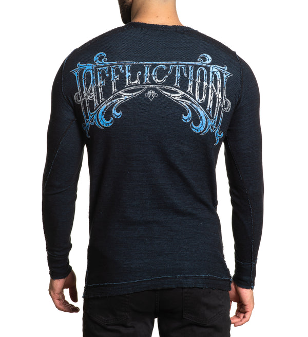 Affliction Men's Reversible Thermal Shirt AC Outlaw Steel