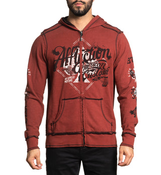 Affliction Men's Zip Up Reversible Hoodie Concrete     ++