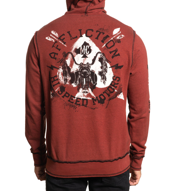 Affliction Men's Zip Up Reversible Hoodie Concrete     ++