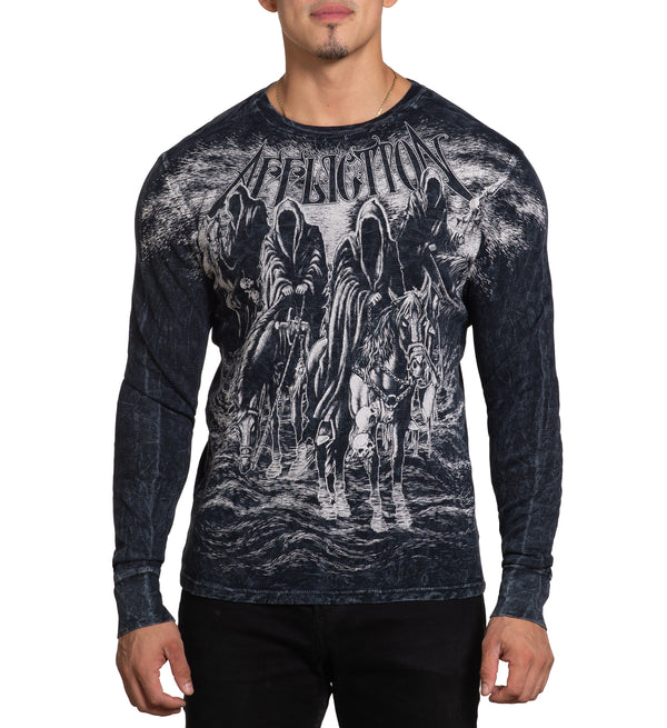 Affliction Men's Thermal Shirt Black Night