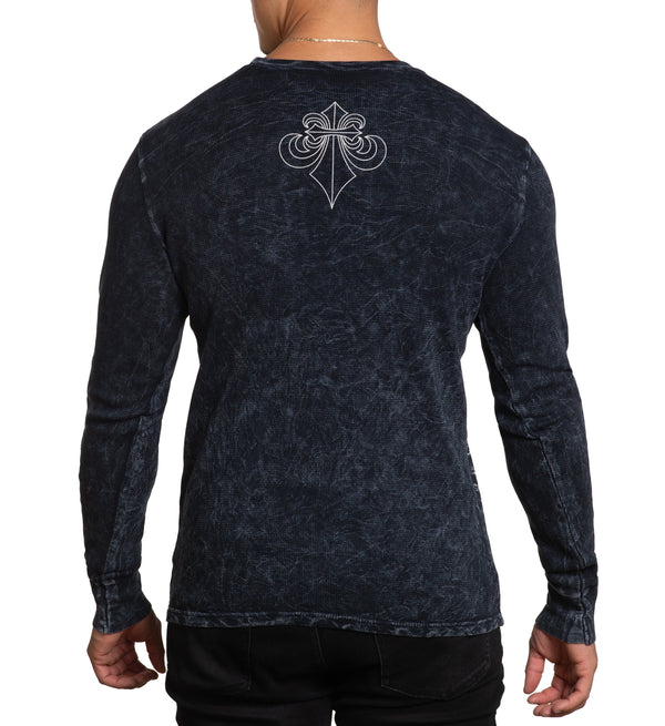 Affliction Men's Thermal Shirt Black Night