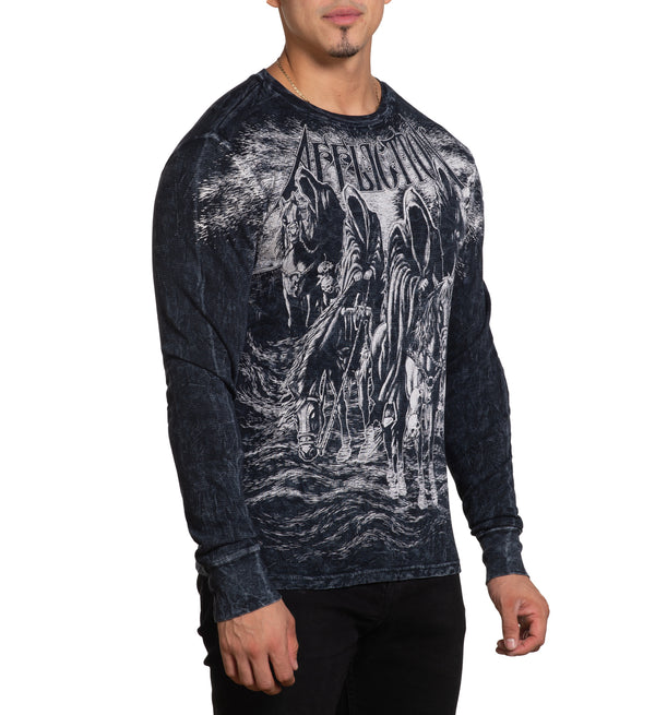Affliction Men's Thermal Shirt Black Night