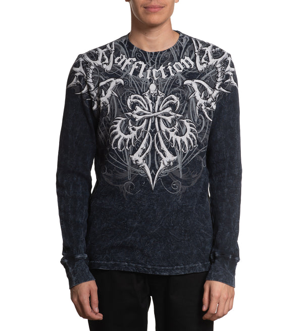 Affliction Men's Thermal Shirt Skeleton