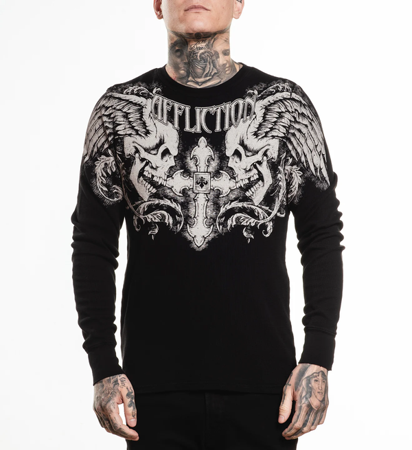 Affliction Men's Thermal Long Sleeve Shirt Winged Up
