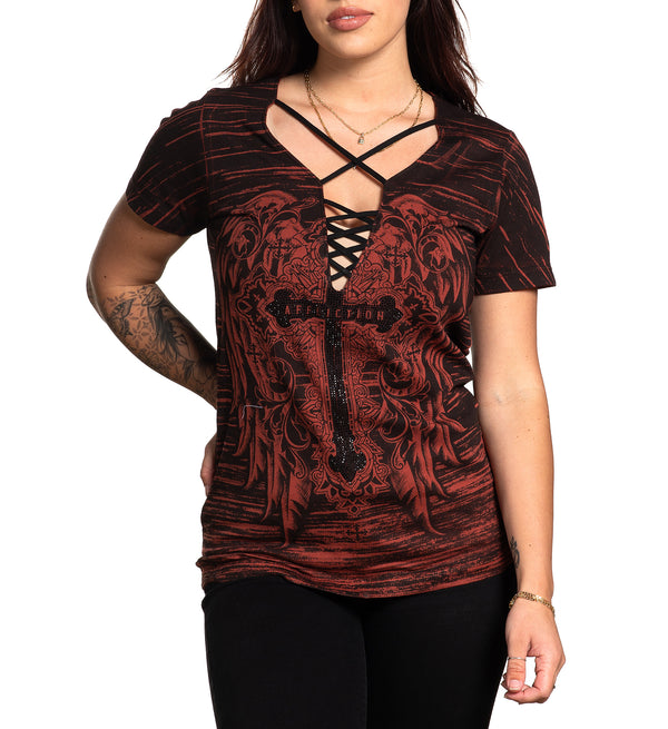 Affliction Women's T-shirt Scared Hope Wings