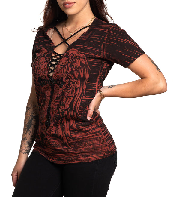 Affliction Women's T-shirt Scared Hope Wings