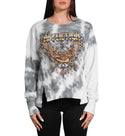 Affliction Women's T-shirt Rebel Rose Tour Crew Fleece