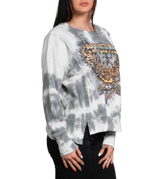 Affliction Women's T-shirt Rebel Rose Tour Crew Fleece