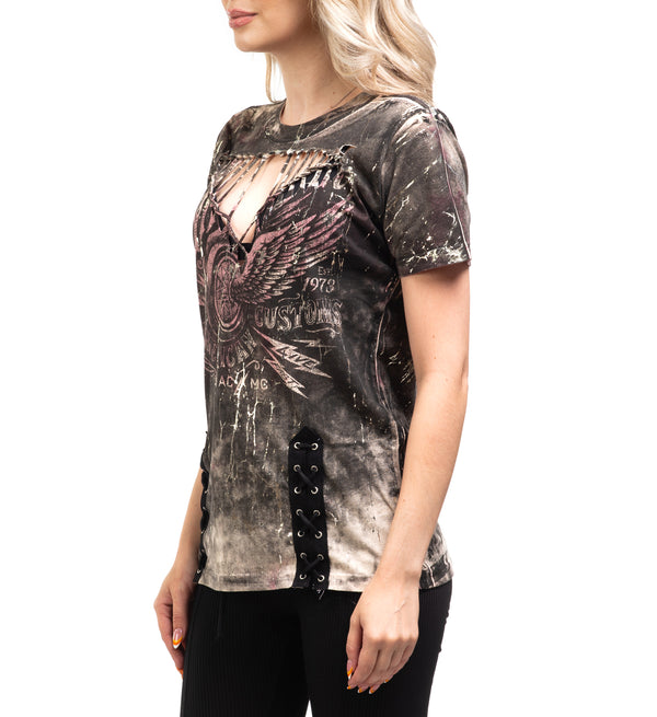 Affliction Women's T-shirt Ac Wheel Wing      ++*