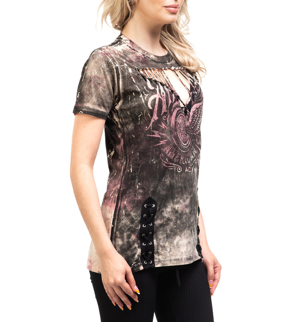 Affliction Women's T-shirt Ac Wheel Wing      ++*