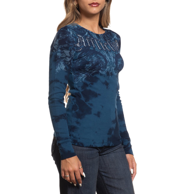 Affliction Women's Thermal Long Sleeve Shirt Detail