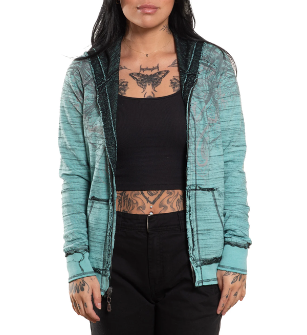Affliction Women’s Reversible Hoodie Jasmine Lis Zip Up