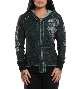 Affliction Women’s Reversible Hoodie Jasmine Lis Zip Up