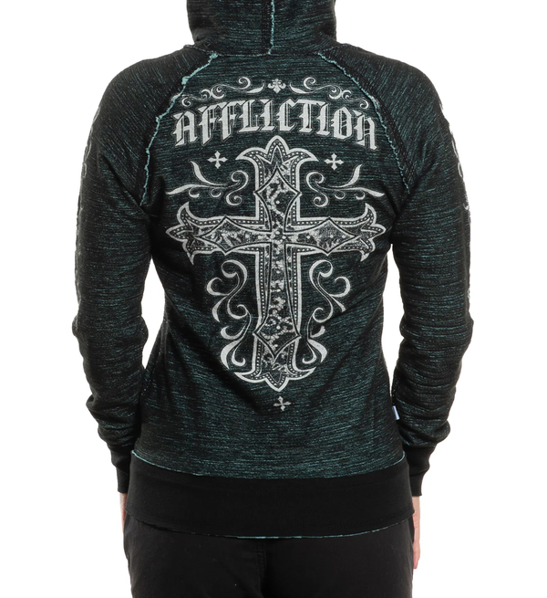 Affliction Women’s Reversible Hoodie Jasmine Lis Zip Up