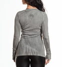 Affliction Women's Long Sleeve Henley Shirt Black Night