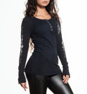 Affliction Women's Long Sleeve Henley Shirt Simulation